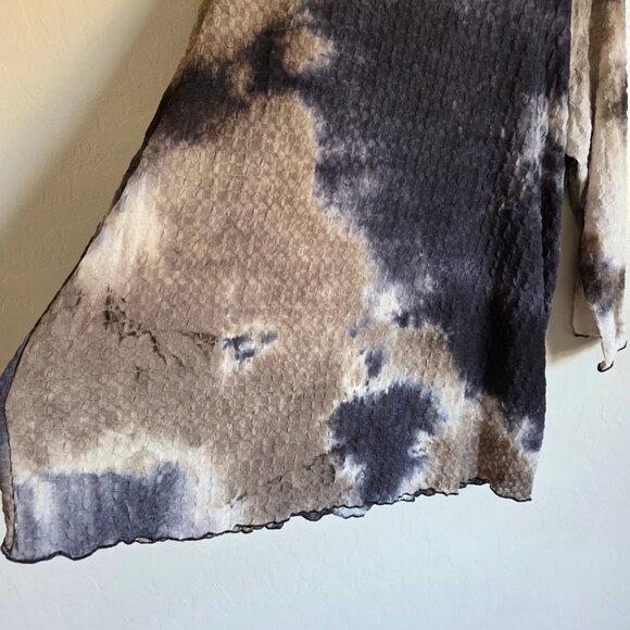 LOGO by Lori Goldstein Textured Tie Dye Tunic Top Black/Multi 3/4 Sleeve 2X NWOT - Picture 4 of 10